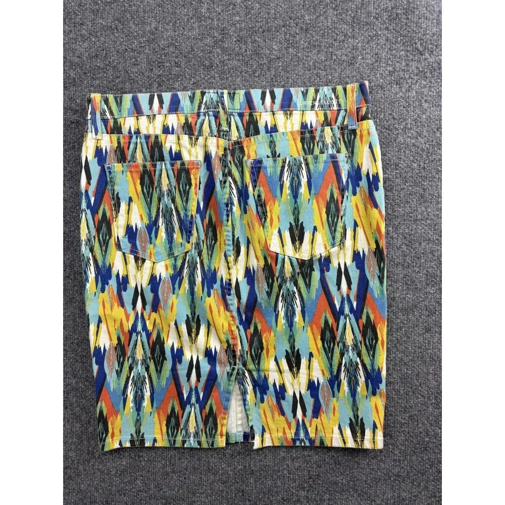 Current Elliott Skirt Womens‎ 29 Multi Color Stiletto Pencil Ikat Denim Print